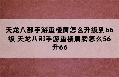 天龙八部手游重楼肩怎么升级到66级 天龙八部手游重楼肩膀怎么56升66